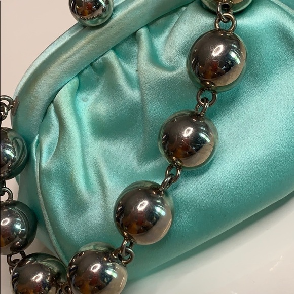 Tiffany and Co Vintage Satin Bead Evening Bag silver bead - Picture 5 of 12
